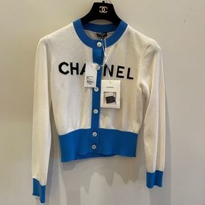 NWT!!! CHANEL blue and white cardigan- 19S collection